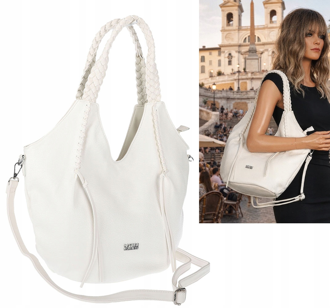 Dámská kabelka shopper taška přes rameno velká prostorná casual CC6701 Bílá