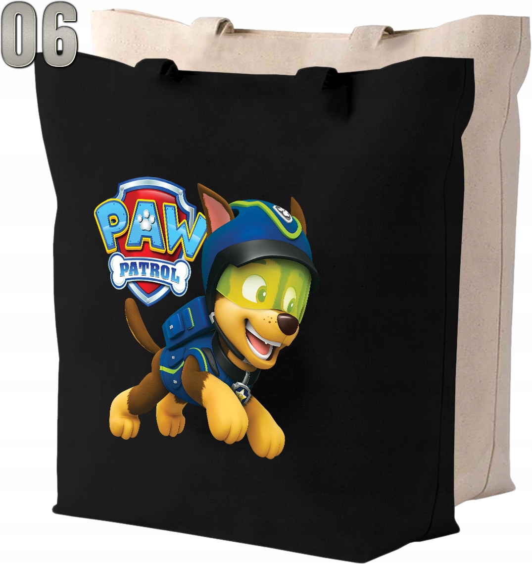 Torba bawełniana PSI PATROL + IMIĘ Wysokość 42 cm