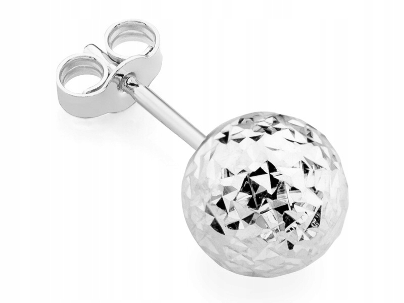 Bílo Zlatá Náušnice Diamantová pr. 585 Kulička 7 mm Na tyč 14k