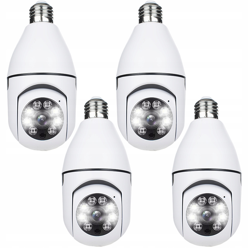 4X Kamera V Žárovce E27 Wifi Monitorování Bytu Domu Aplikace Smart