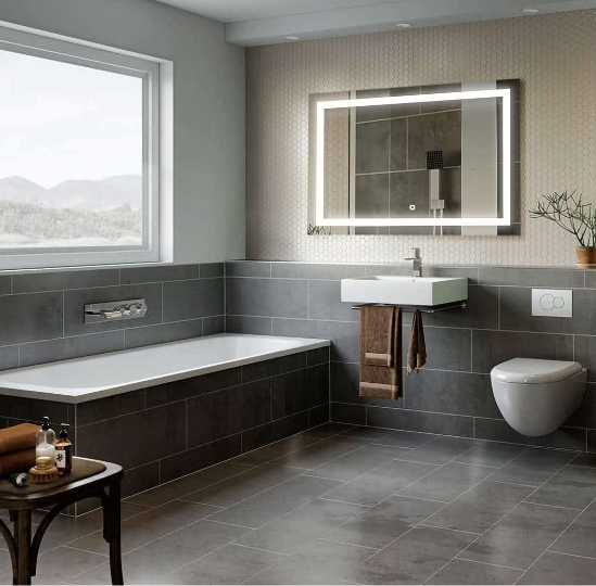 LUSTRO LED 70x60 WŁĄCZNIK ŁAZIENKOWE PODŚWIETLANE Wykonanie gotowe