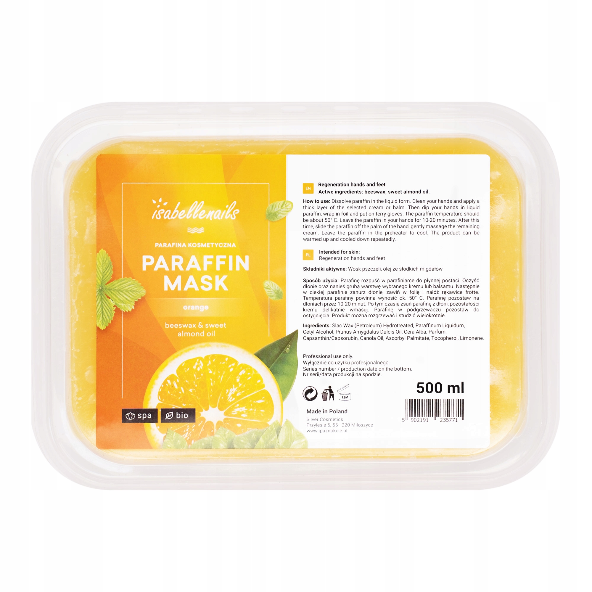 Parafina Kosmetyczna do Rąk i Stóp Isabellenails Pomarańczowa 500ml Kod producenta Parafina Kosmetyczna do Rąk i Stóp