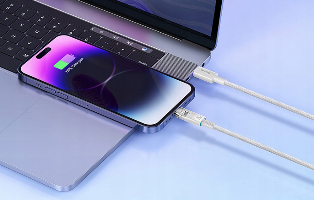 BASEUS PRZEWÓD DO IPHONE USB TYPU C DO LIGHTNING QUICK CHARGE 20W 2,4A 1M Konstrukcja oplot