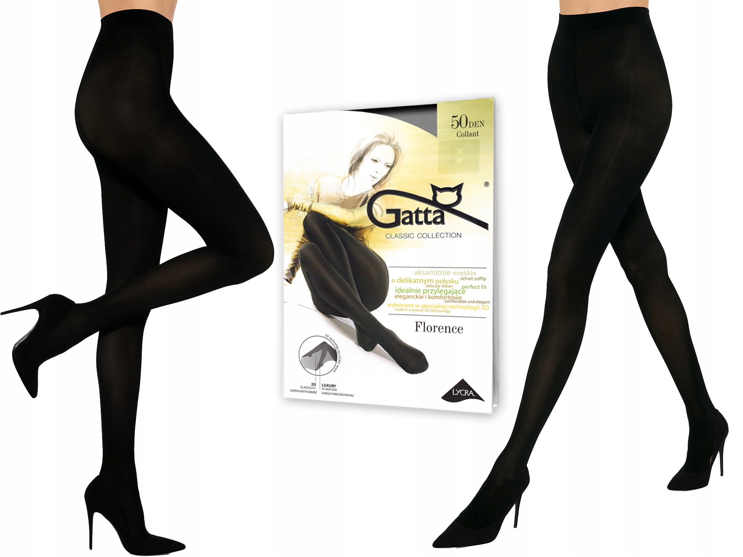 

Gatta rajstopy 3D Florence, 50 den, lycra nero 2-S