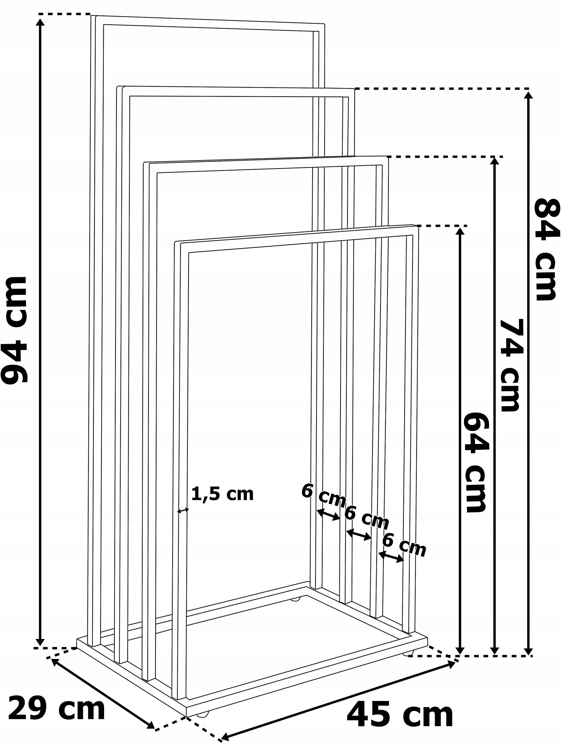 Stojan Věšák Na Ručníky Neli Černý 4 Ramena Horizontální Koupelnový Loft