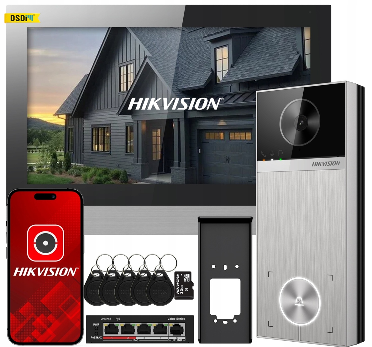 Videovrátnik Hikvision DS-KIS613-S WiFi Aplikácia Brána Kľúčenky