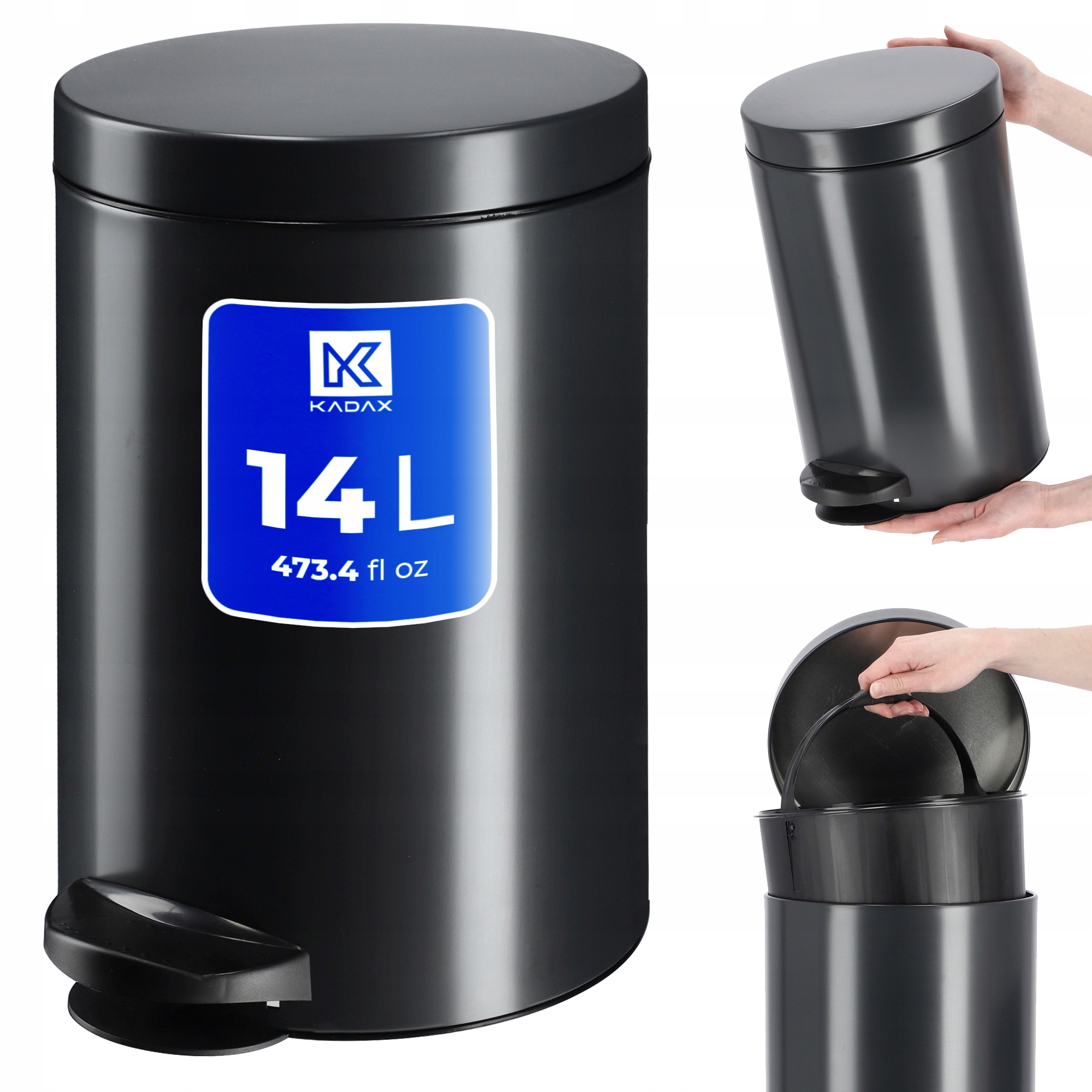 Levně Odpadkový Koš 14 L Nádoba Na Odpad Nádoba S Pedálem Černá Ocel