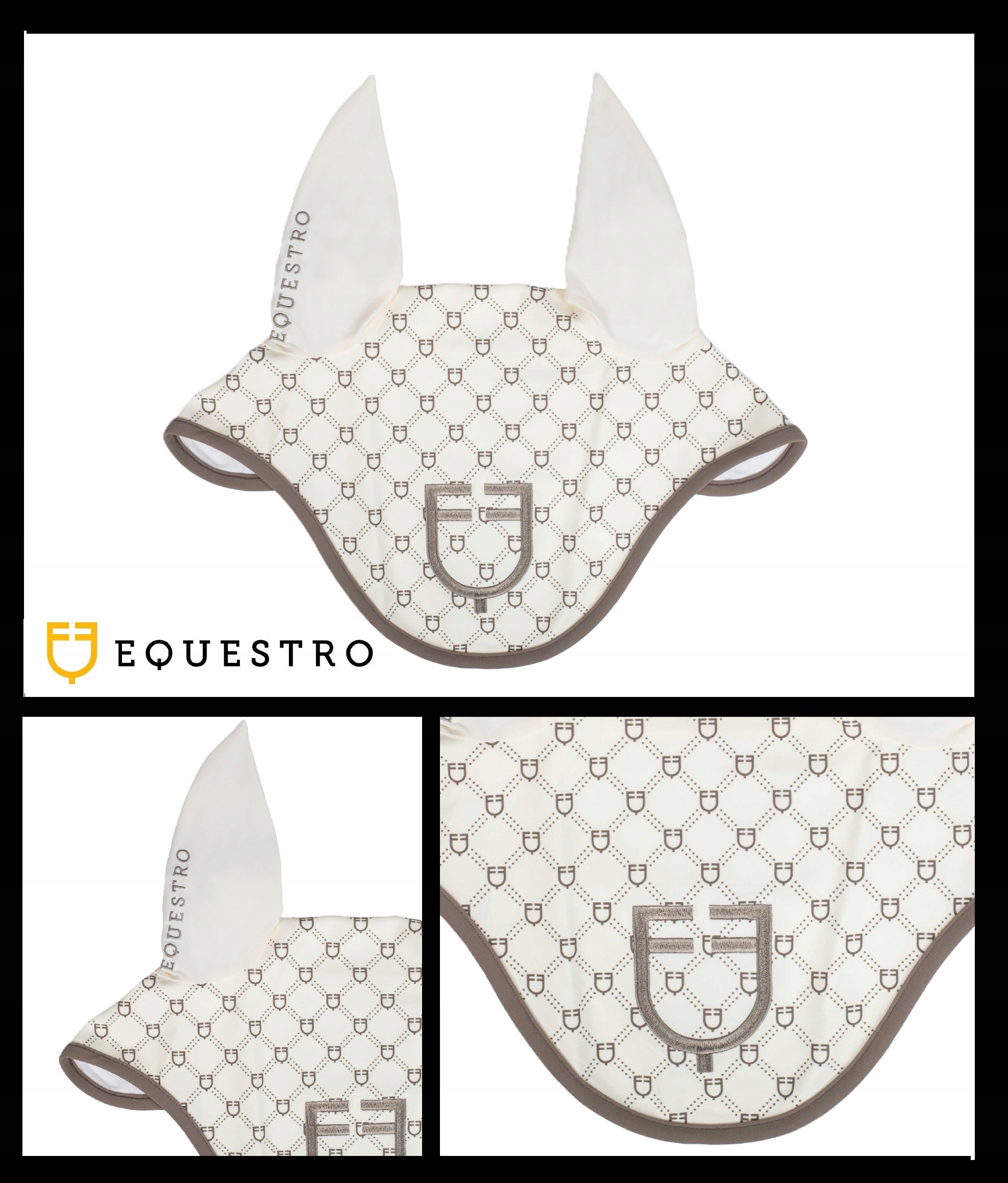 Nauszniki Monogram print Equestro kolekcja Cob/full beżowy