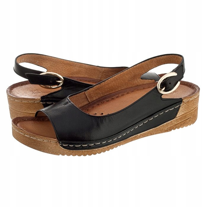 

Buty Damskie Skórzane Sandały Maciejka Czarne