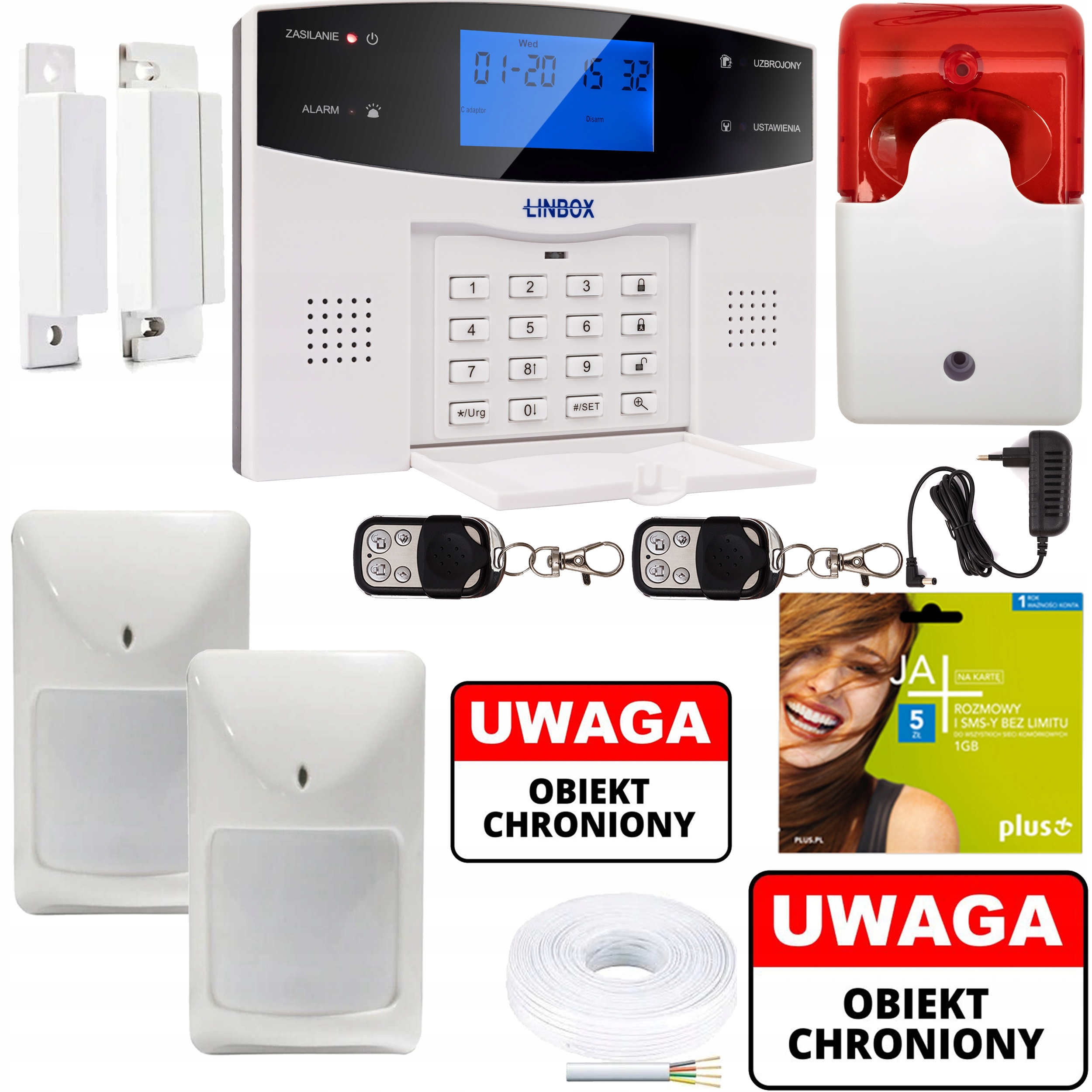 PRZEWODOWY ALARM LCD GSM APP SYRENY POLSKI 2 PIR