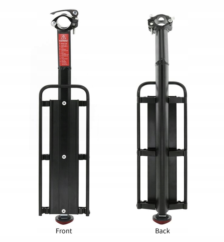 BAGAŻNIK ROWEROWY TYLNY TURYSTYCZNY ALUMINIOWY UNIWERSALNY NA ROWER 9kg Montaż sztyca