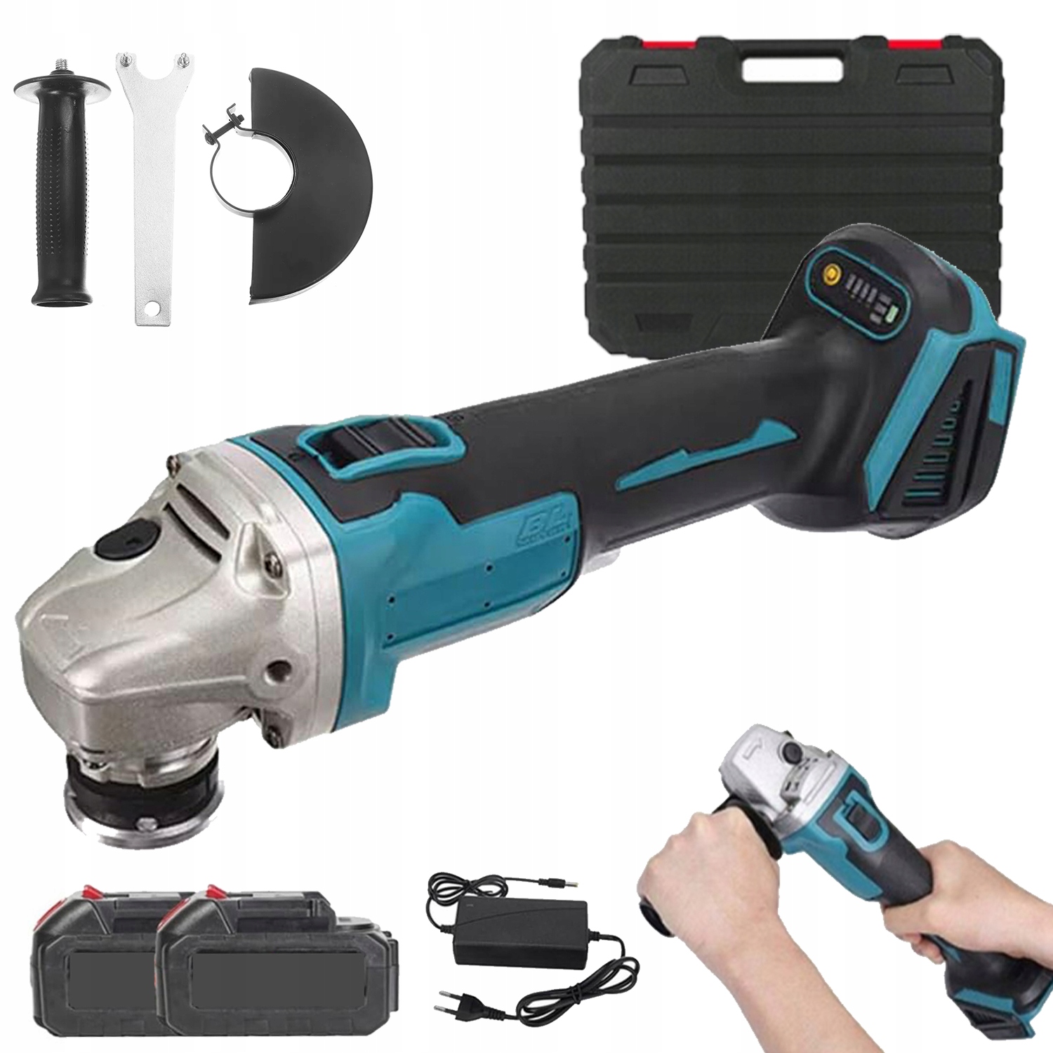 Úhlová Bruska Akumulátorová 21V 800W Bezkartáčová Bruska 2 Akumulátor