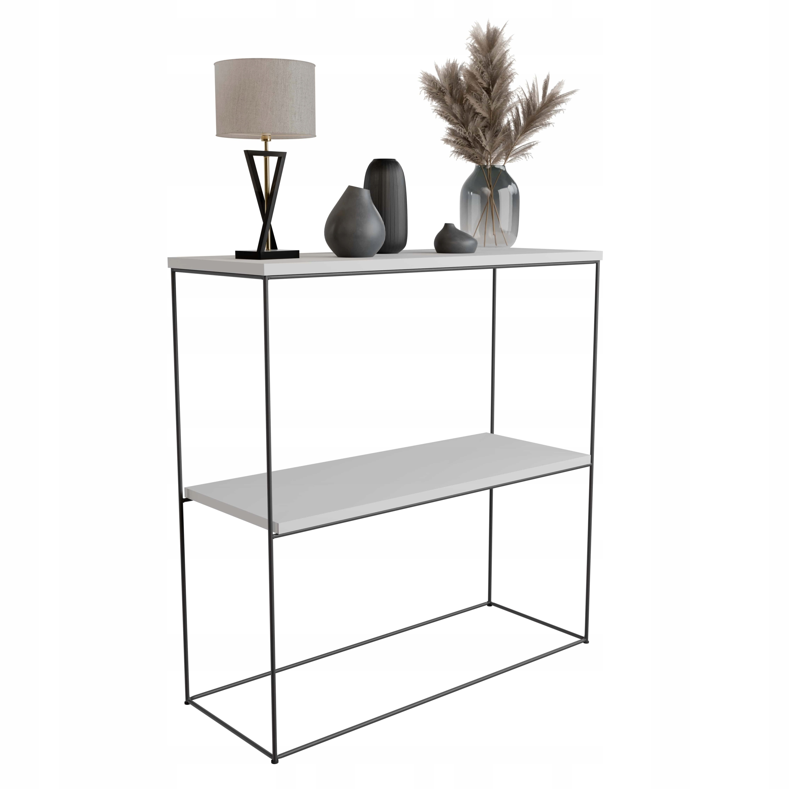 Nowoczesna Konsola Podwójna Przedpokój Loft 80x30x80 Czarna+Biały Mat