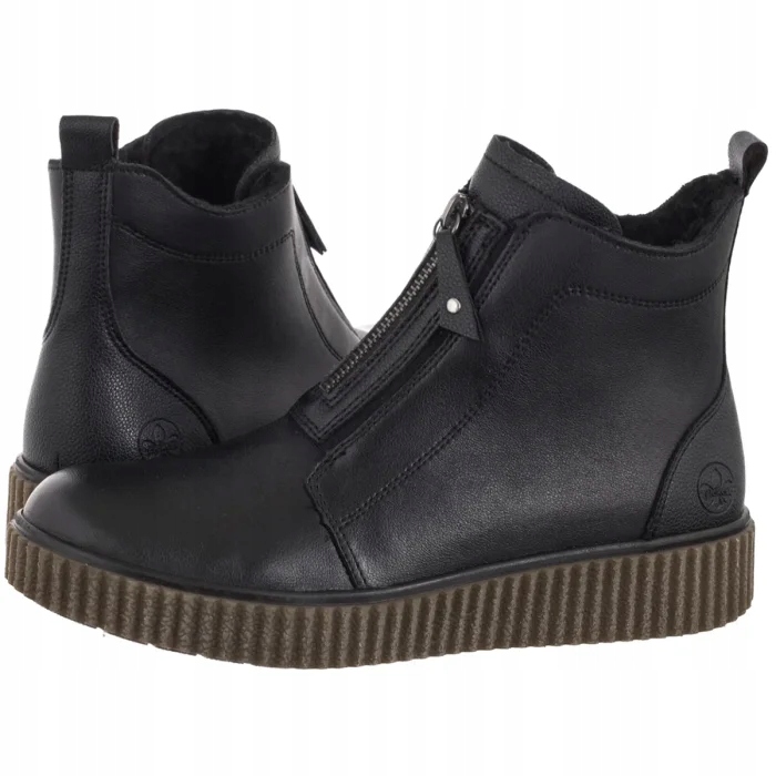 Dámské Kožené Boty Kotníkové Boty Rieker Černé Y4354-00 Black
