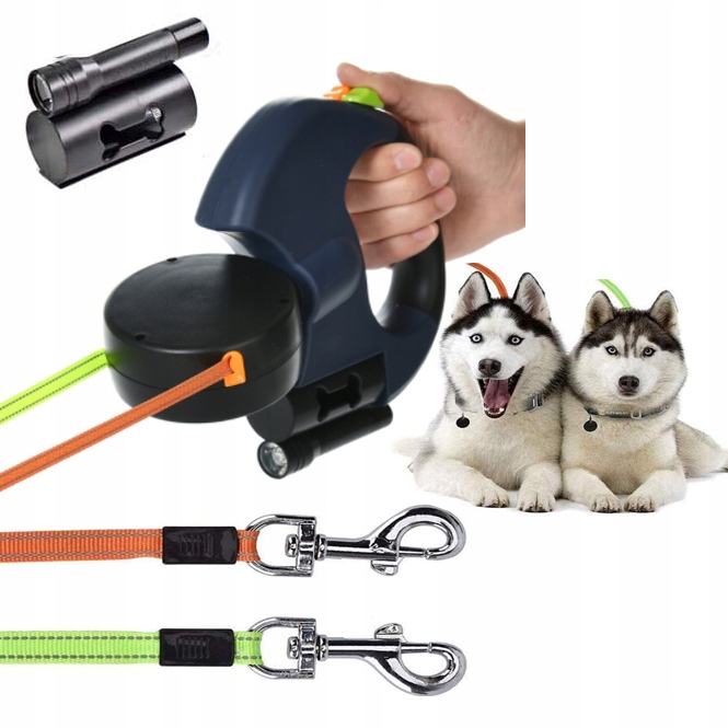 

Smycz Podwójna Automatyczna Dla Psa Kota Led 2X3m