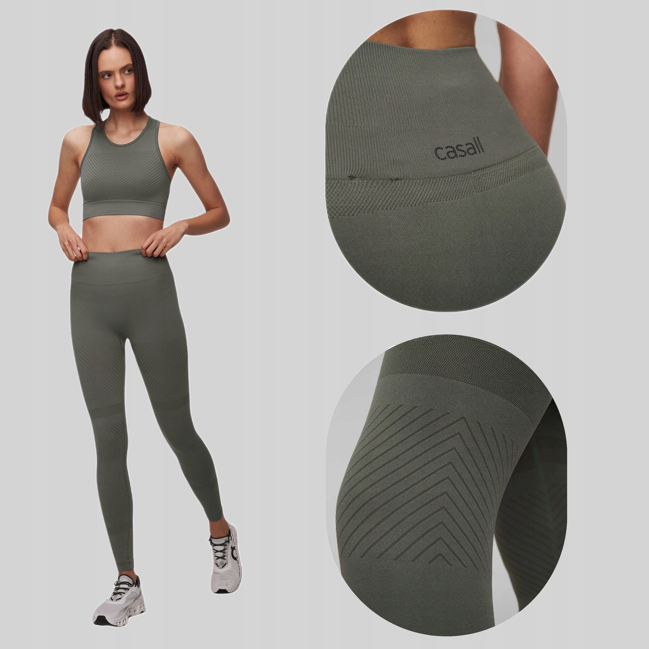 Legginsy Damskie Fitness Casall Essential Block Bezszwowe Wysoki Stan r. L