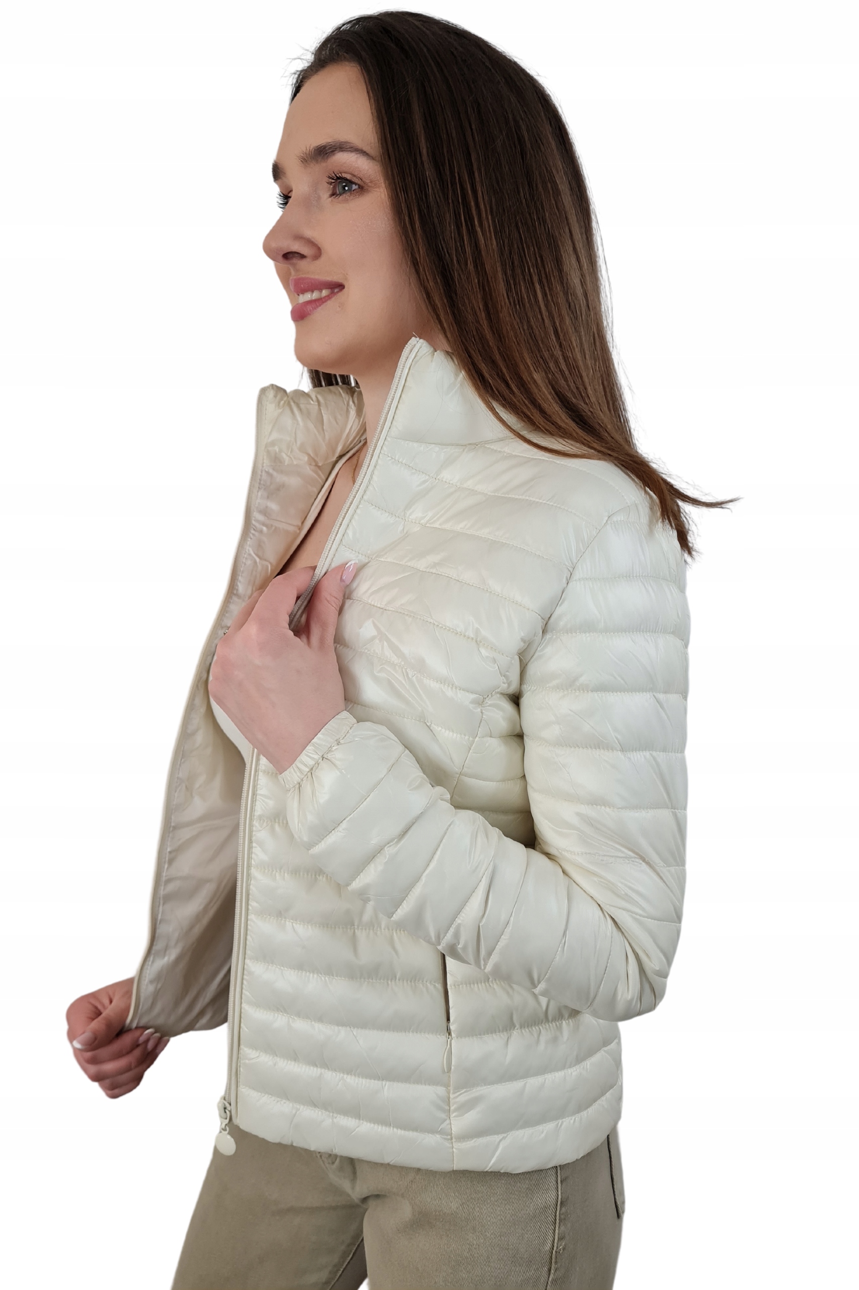 Kurtka Pikowana Damska Klasyczna Modna na jesień BIAŁA, rozmiary S-XXL Kolor biały