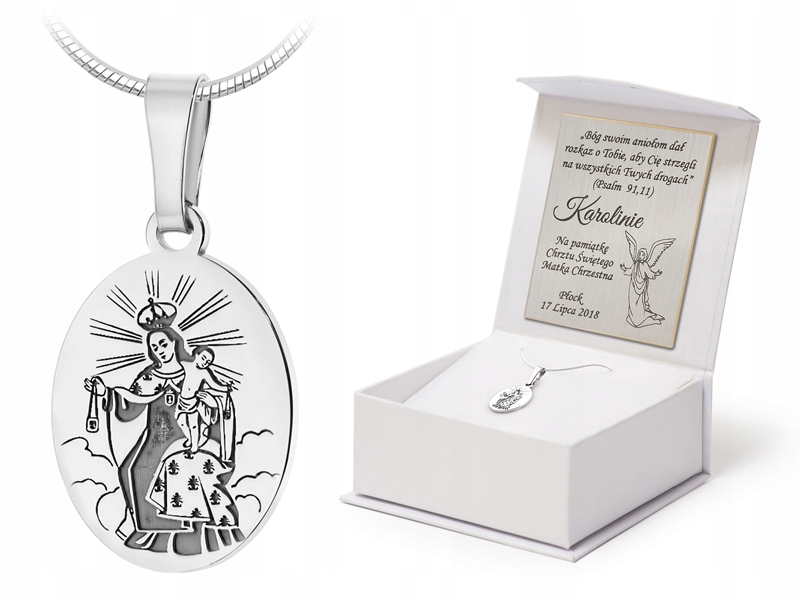 Stříbrný Náhrdelník 38 Cm ryzost 925 Medailon Karmelitánský škapulíř Gravírování