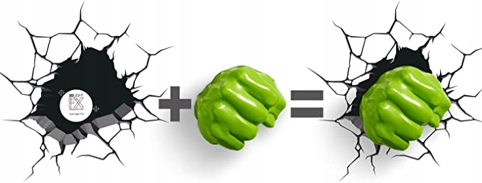 LAMPKA ŚCIENNA nocna LED 3D MARVEL HULK ręka Kod producenta 816733002194