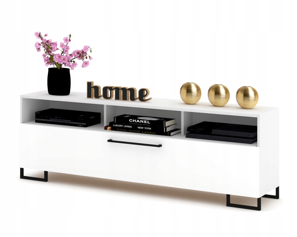 Rtv skříňka Komoda Play Open Bílá Matná Nohy 180