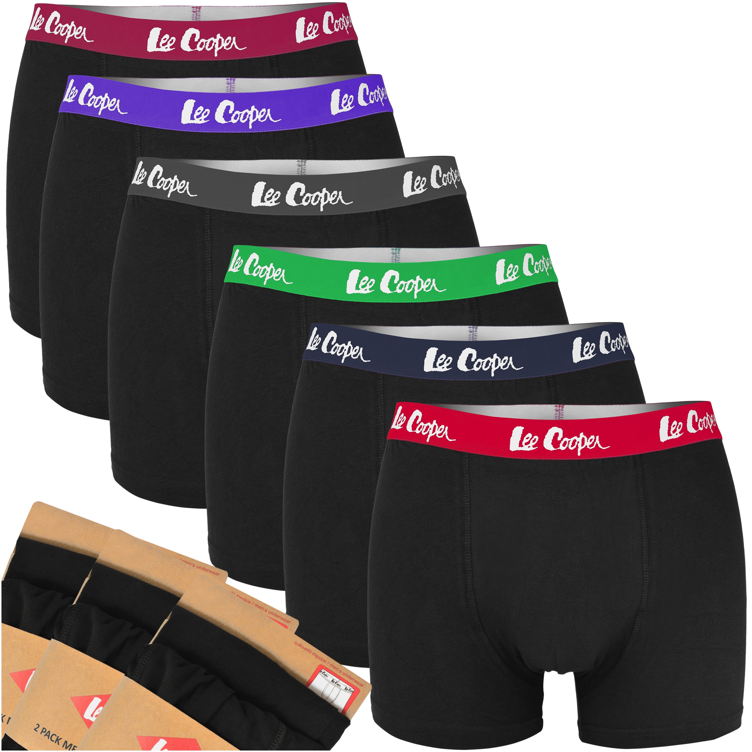 Pánské bavlněné boxerky Lee Cooper barva guma, 6 kusů , Velikost XXL