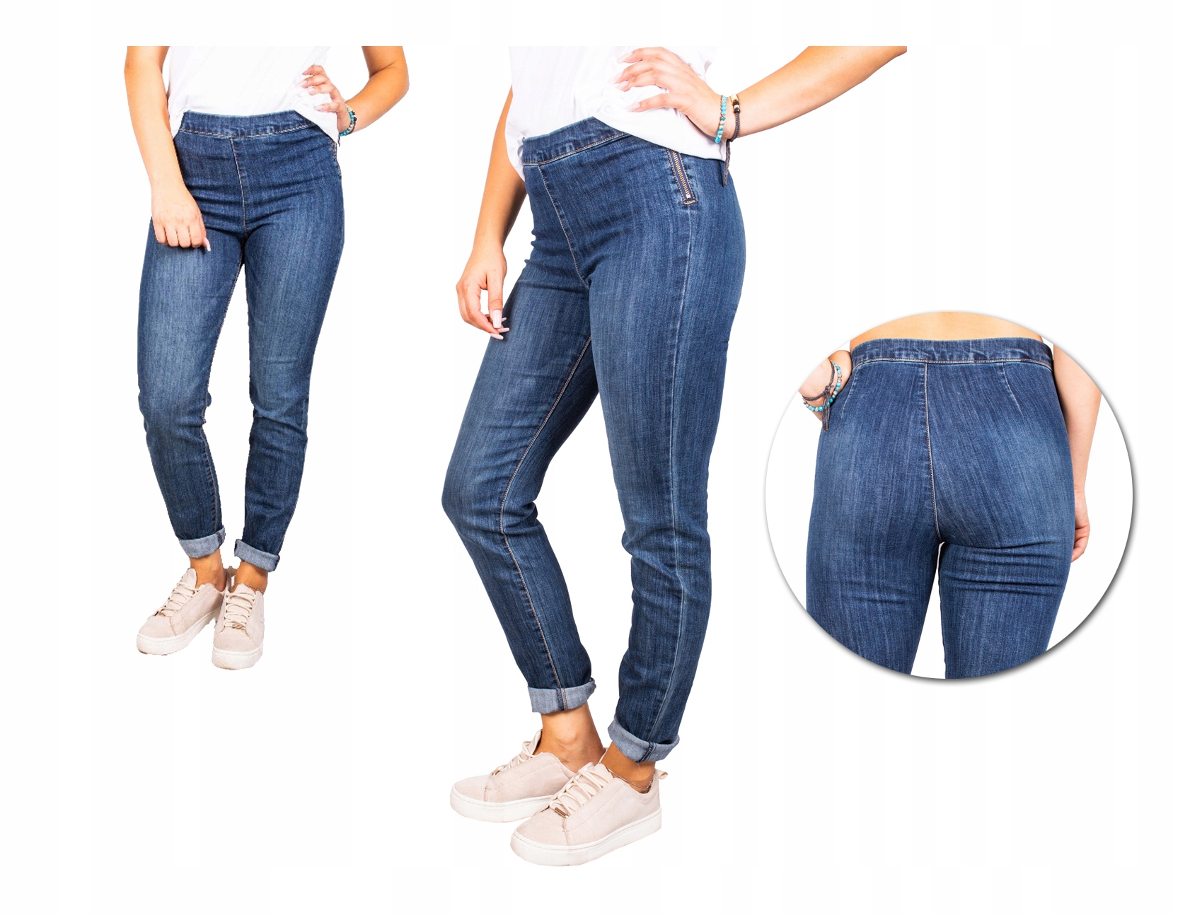 

Damskie spodnie Jeansy tregginsy Wysoki Stan r 34