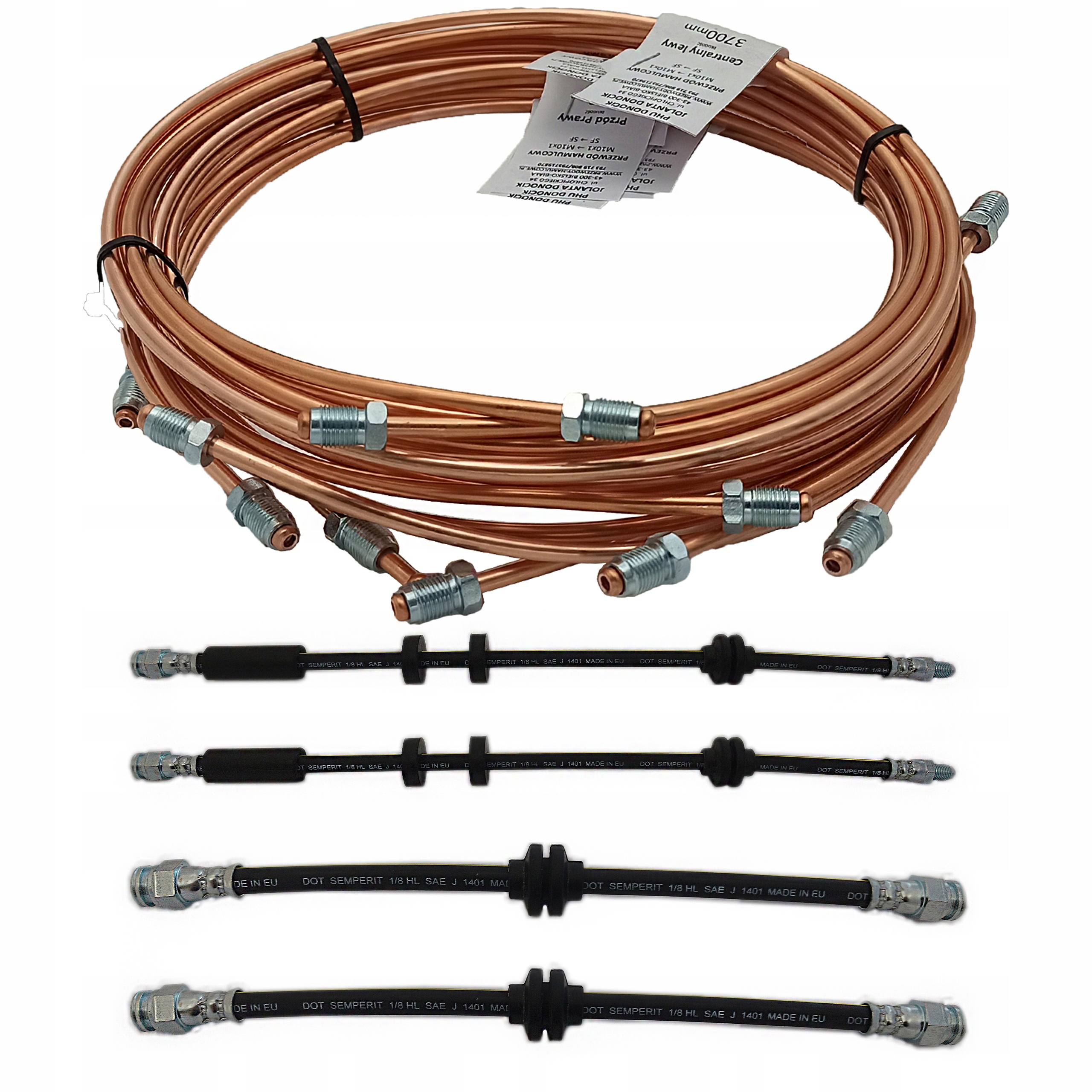 Fiat Seicento – Pevné měděné a pružné gumové brzdové hadice