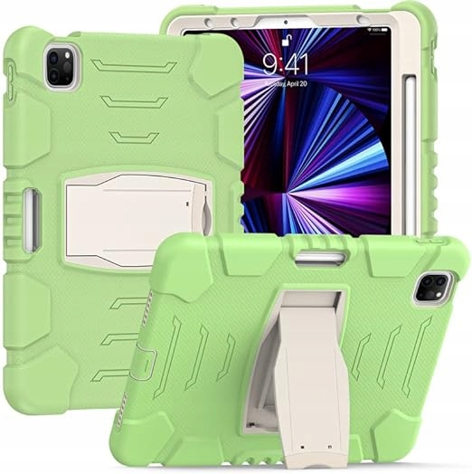 Pouzdro pro iPad 11 2018/20/21 Pancéřové s podstavcem a prostorem pro Dotykové Pero, zelené