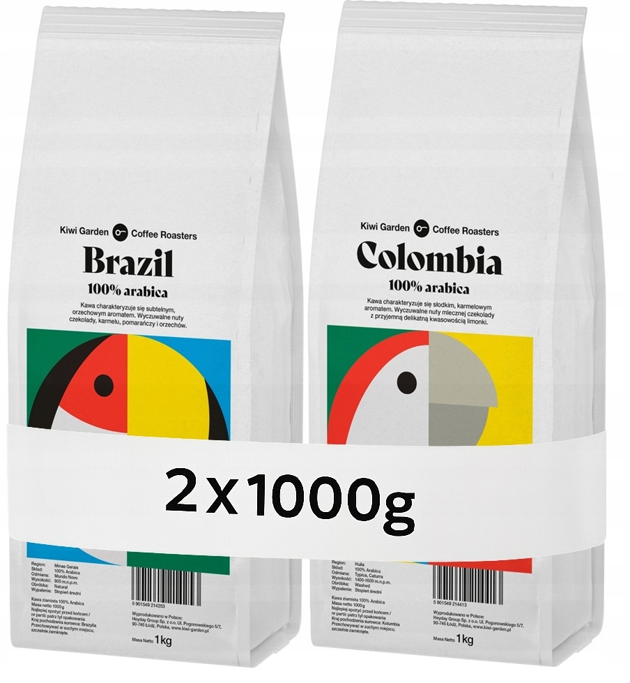 Káva Zrnková 1kg x2 Brazílie Kolumbie 100% Arabica Čerstvě pražená 2KG
