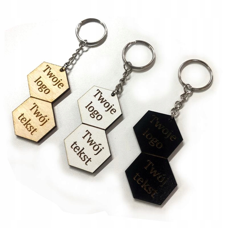 DREWNIANY BRELOK REKLAMOWY FIRMOWY TWOJE LOGO HEX