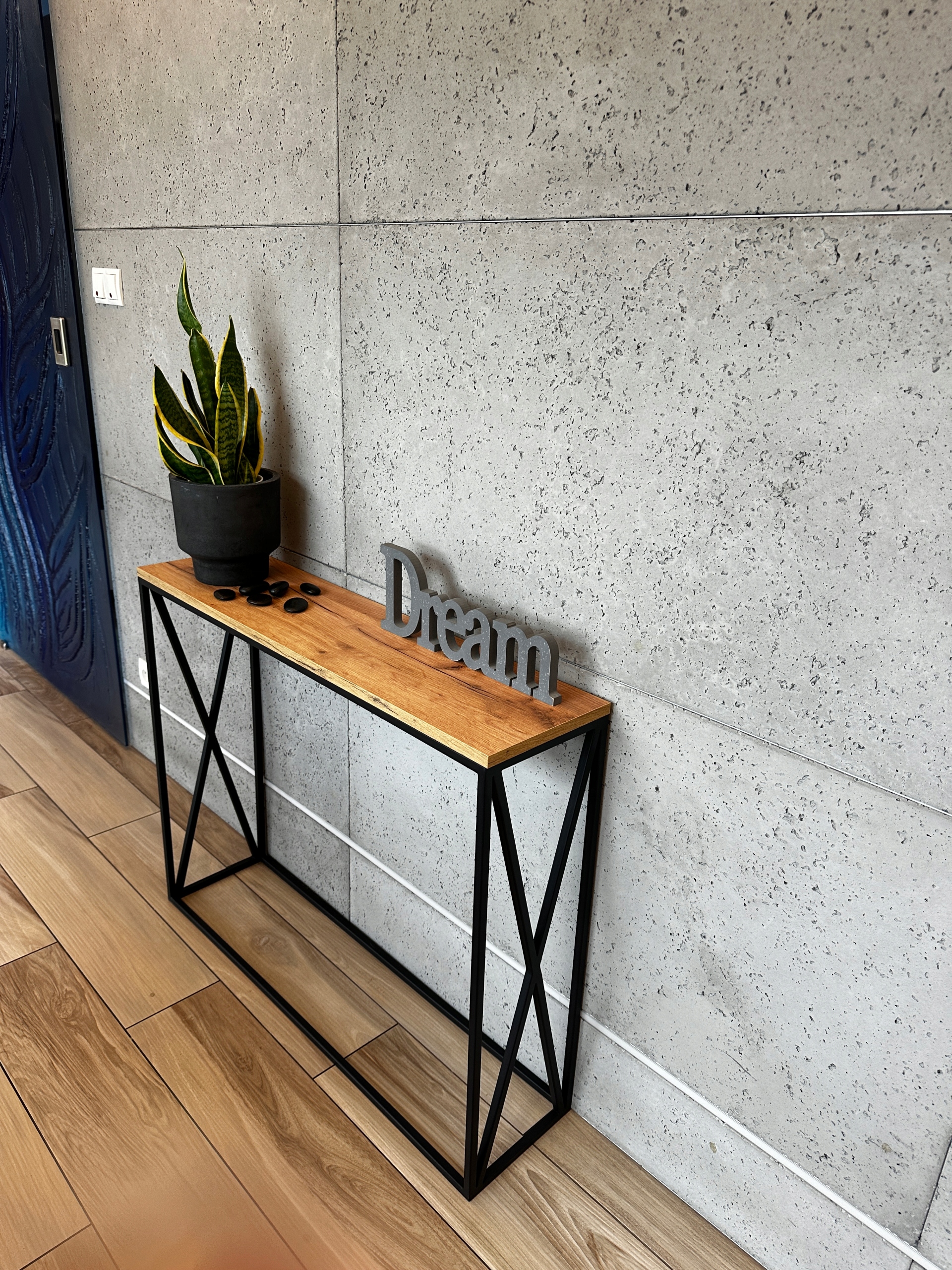 konsolka, toaletka INDUSTRIALNA 100X25X80 DĄB CRAFT ZŁOTY Szerokość mebla 100 cm