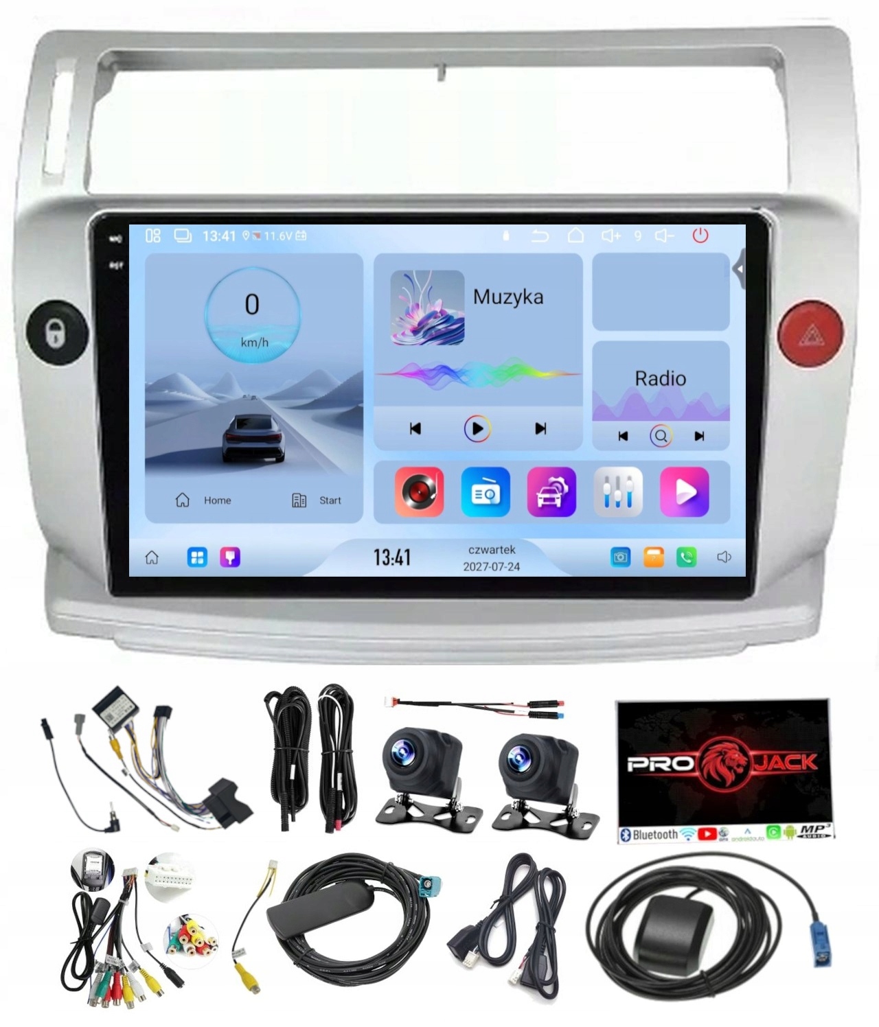 Navigační Rádio Gps Android Carplay Bt Citroen C4 2004-2009 4GB 64GB Sim