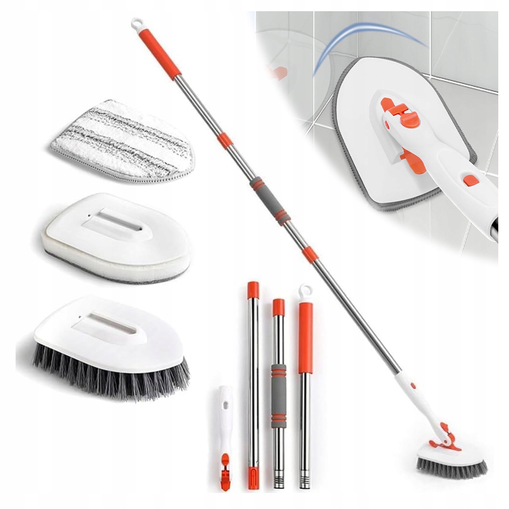 Levně Teleskopický Kartáč Do Koupelny 3V1, Otočná Hlava, Nastavitelná