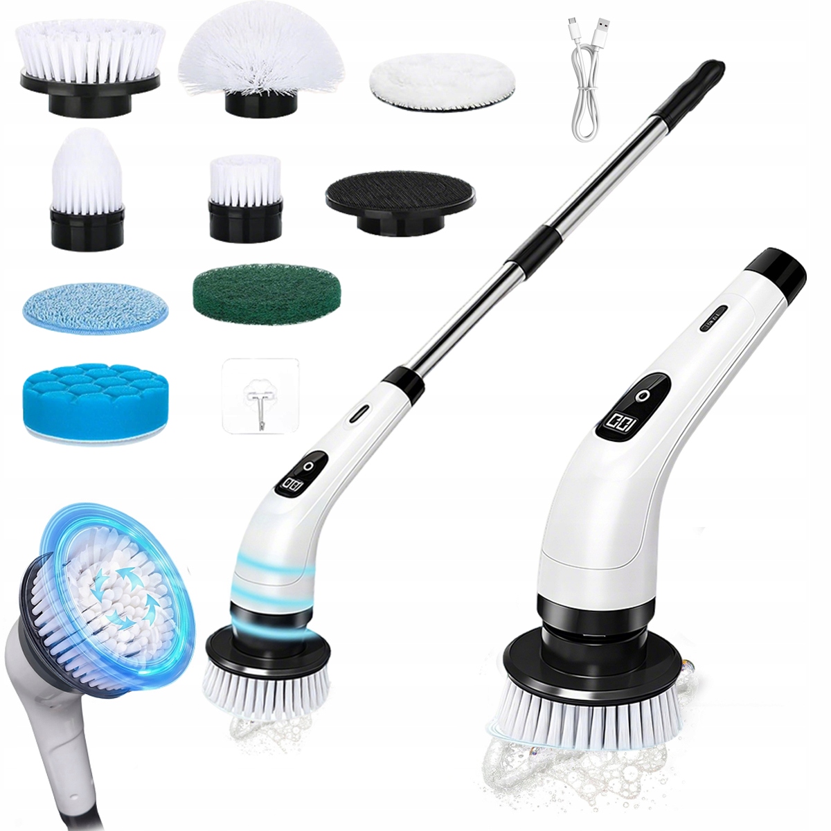 Levně Elektrický kartáč na čištění – otočný bezdrátový