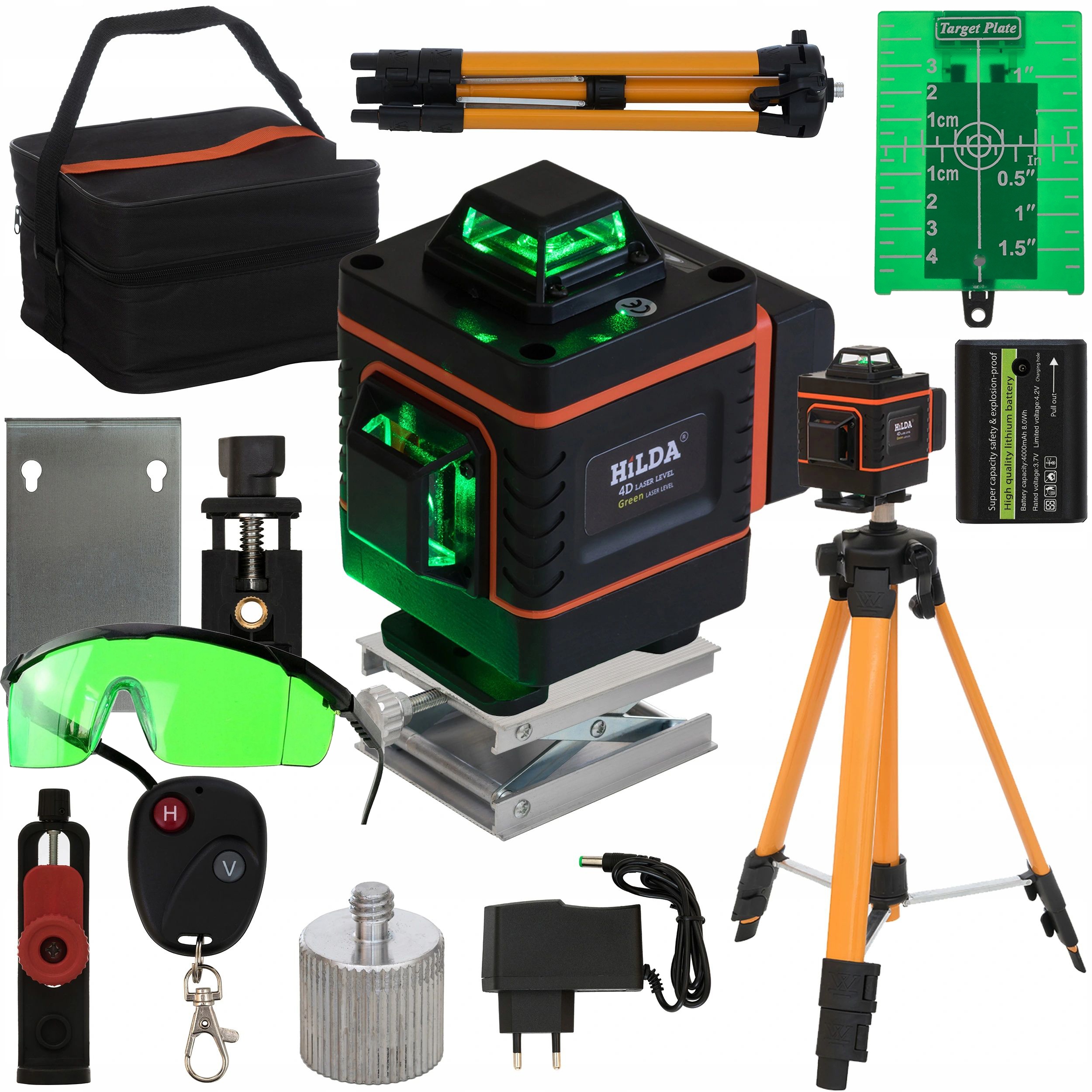 

Poziomica Laserowa 360° Laser Krzyżowy 4D + Statyw