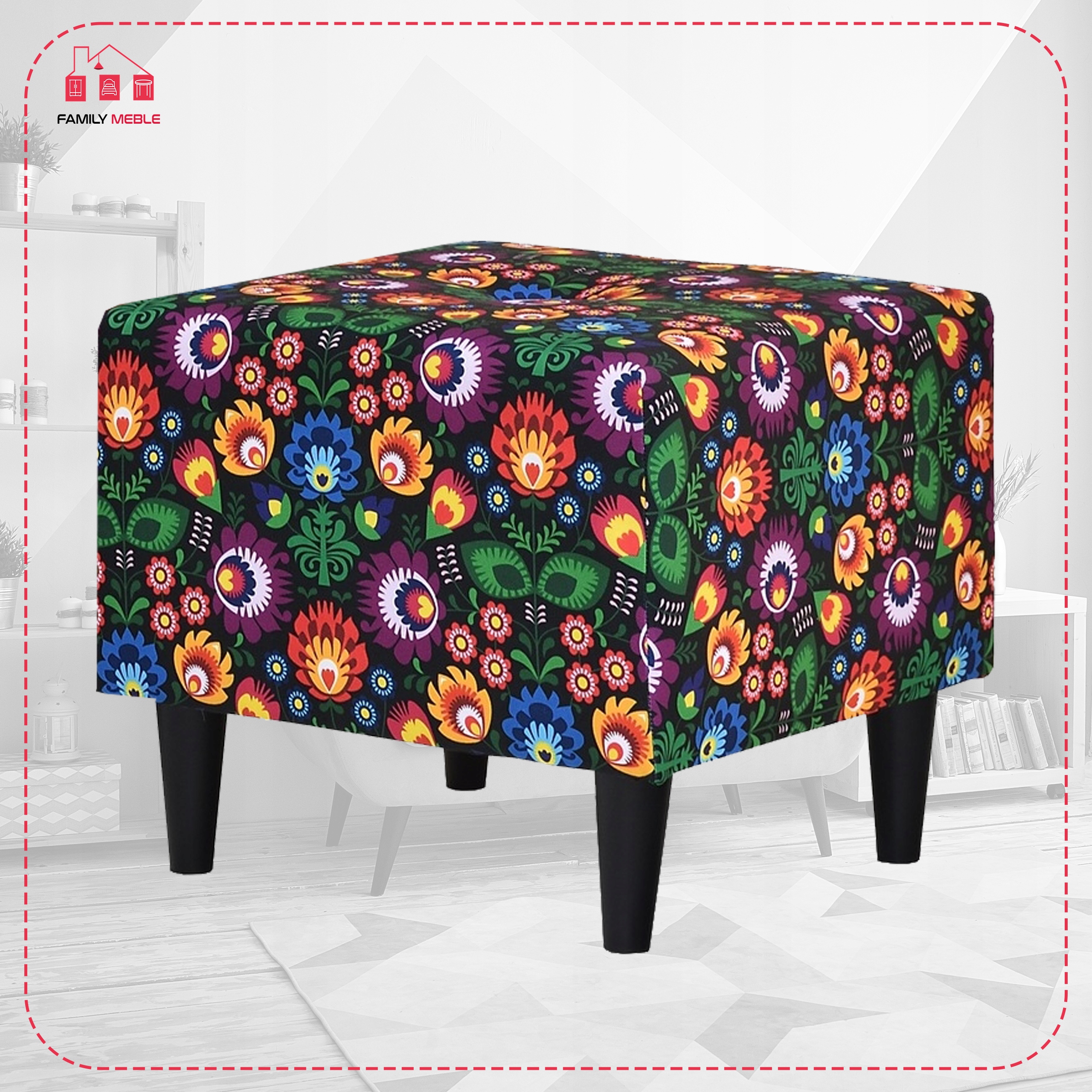 Pufa puf podnóżek siedzisko Ari Print Family Meble EAN (GTIN) 5904830778946