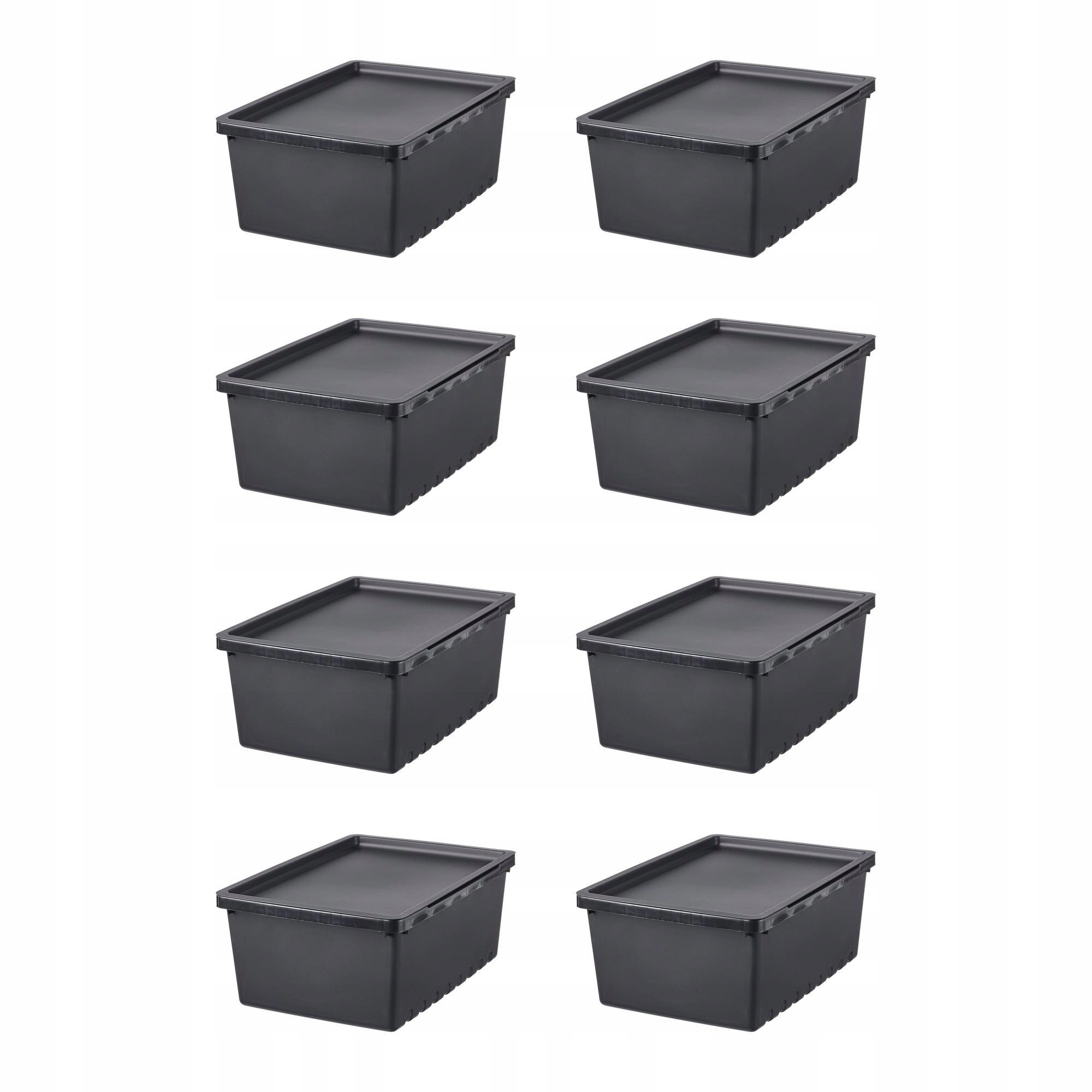 8 ks Nádoba s víkem Uppsnofsad 9l 35x25x14 cm černá