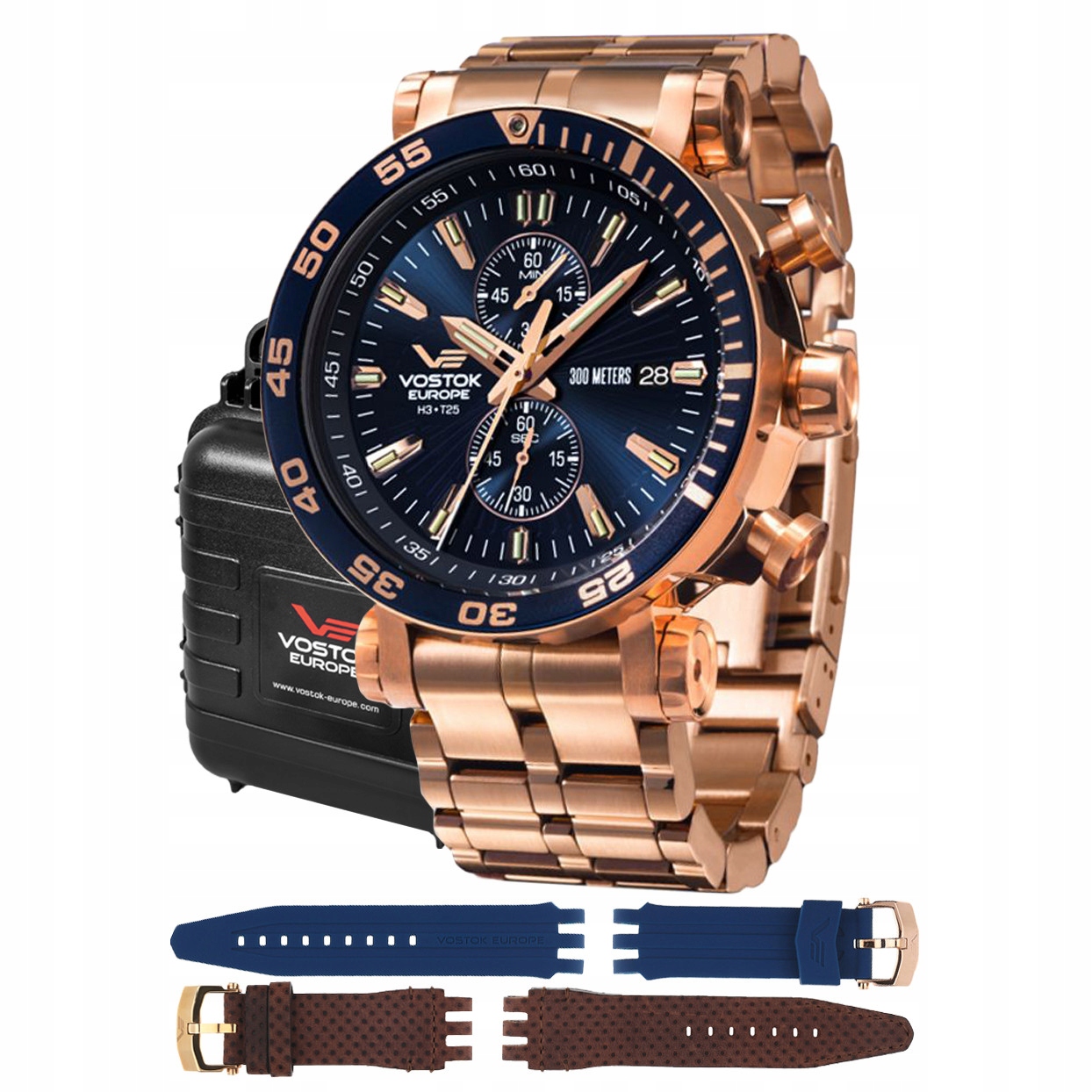 Pánské Hodinky Vostok Europe VK61-575B590B růžový zlatý náramek