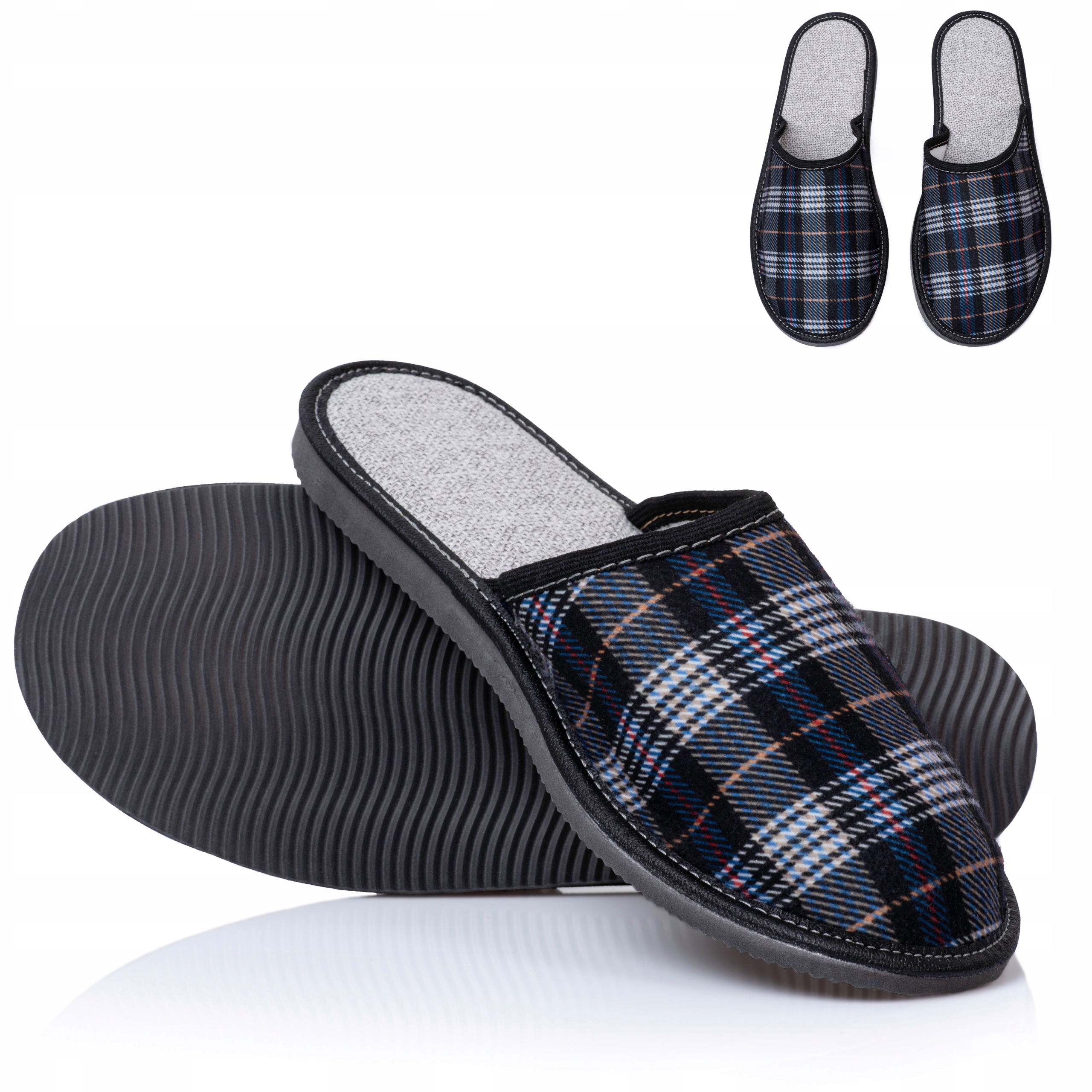 

Klapki męskie Pappi W Szkocką Kratkę kapcie ciapy