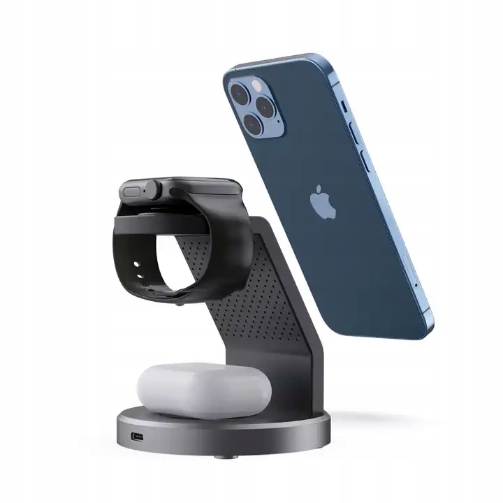 ŁADOWARKA INDUKCYJNA BEZPRZEWODOWA MagSfe 3W1 W11 Złącza USB typ C