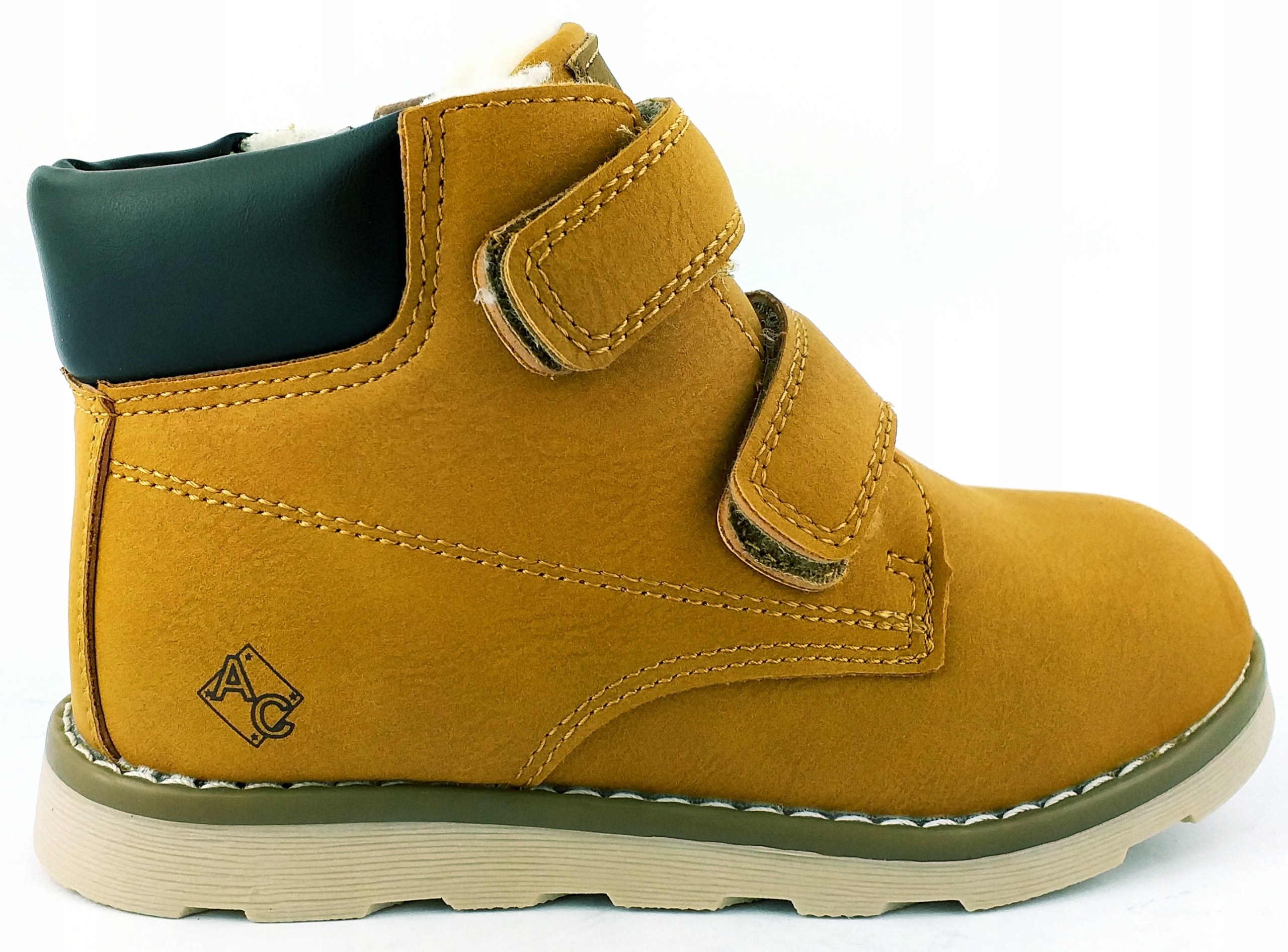 

American Club Buty Zimowe Trapery Rzep Camel 28