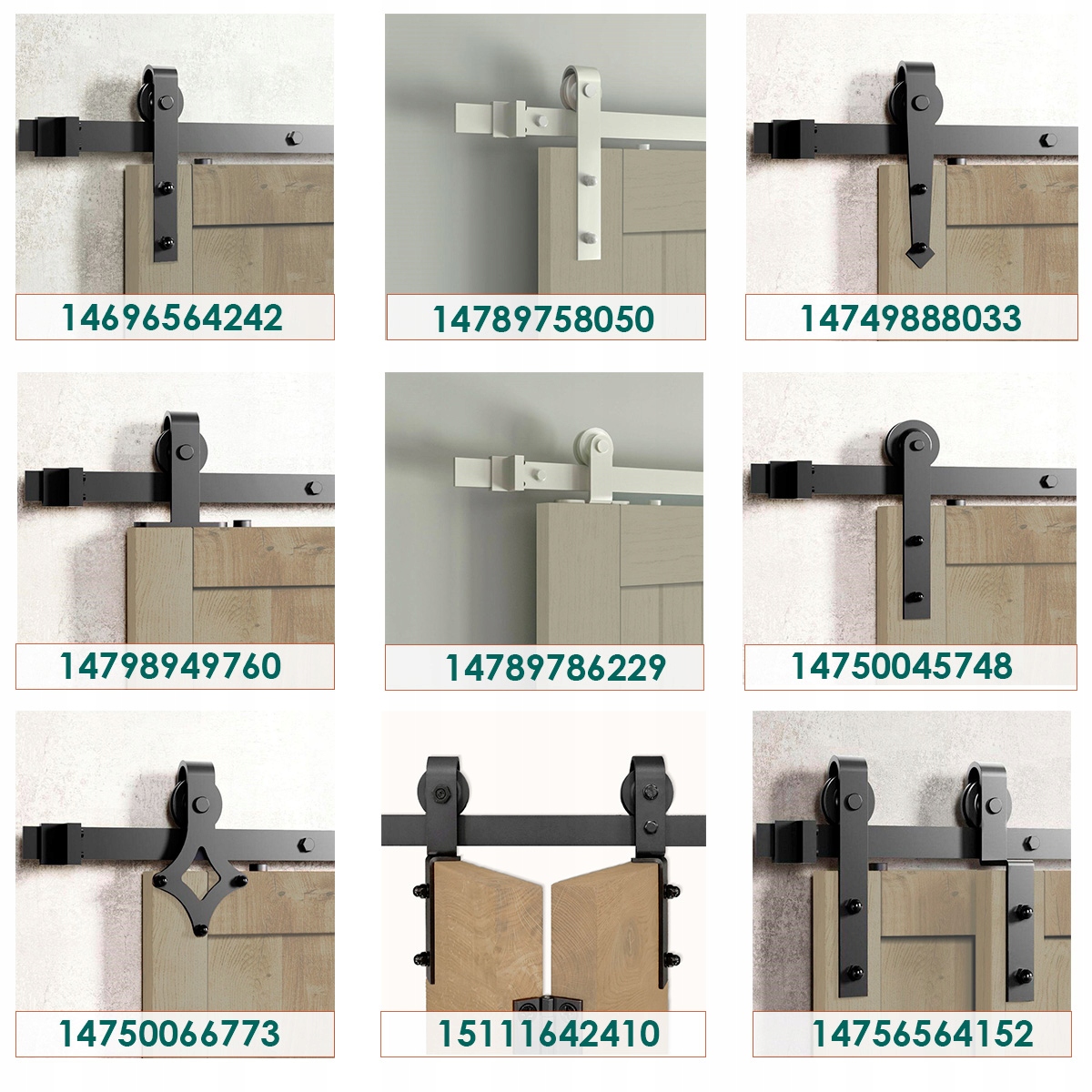 System do drzwi przesuwnych Z PROWADNICĄ Z LITEGO METALU, wzór "LOFT" Maksymalna szerokość drzwi 100 cm