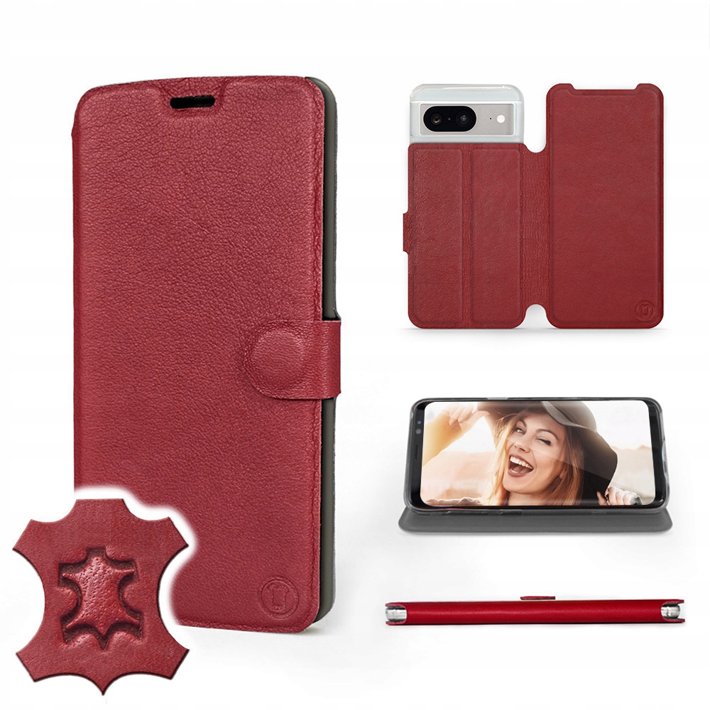 Etui Mobiwear do Google Pixel 8 Dark Red Leather