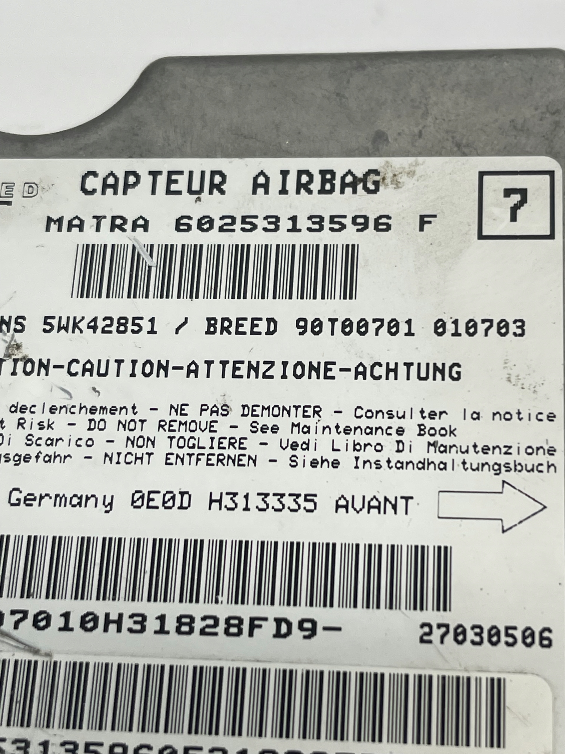 RENAULT ESPACE MODUŁ SENSOR AIRBAG 6025313596F Producent części Renault OE