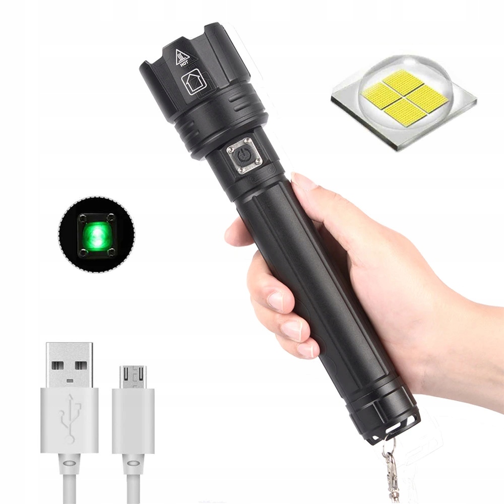 Latarka Cree XHP90 Led Taktyczna Mocna P90 Usb Zoom 3424