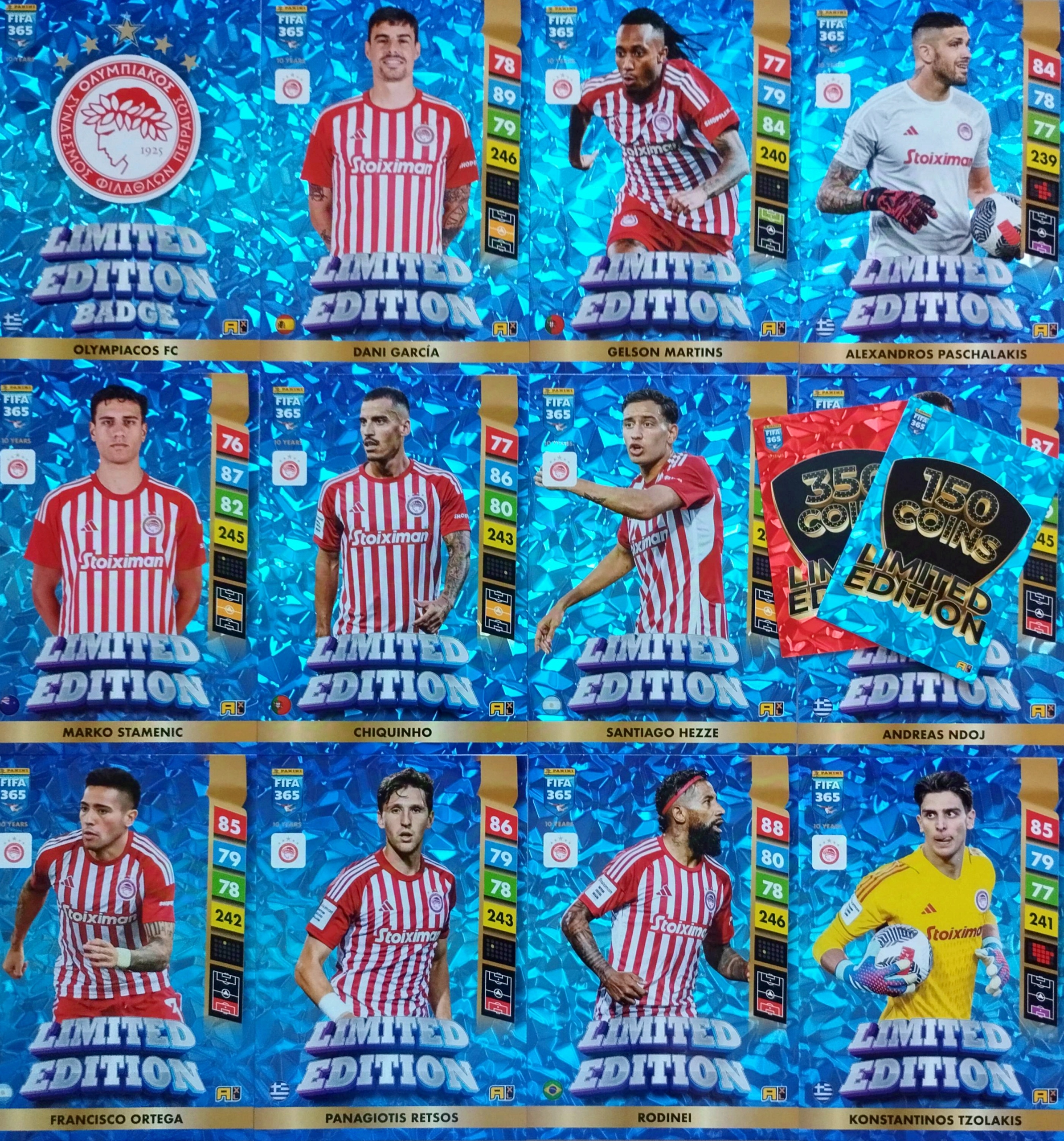 Panini Fifa 365 2025 Limited XXL sada 12 karet Olympiacos Fc
