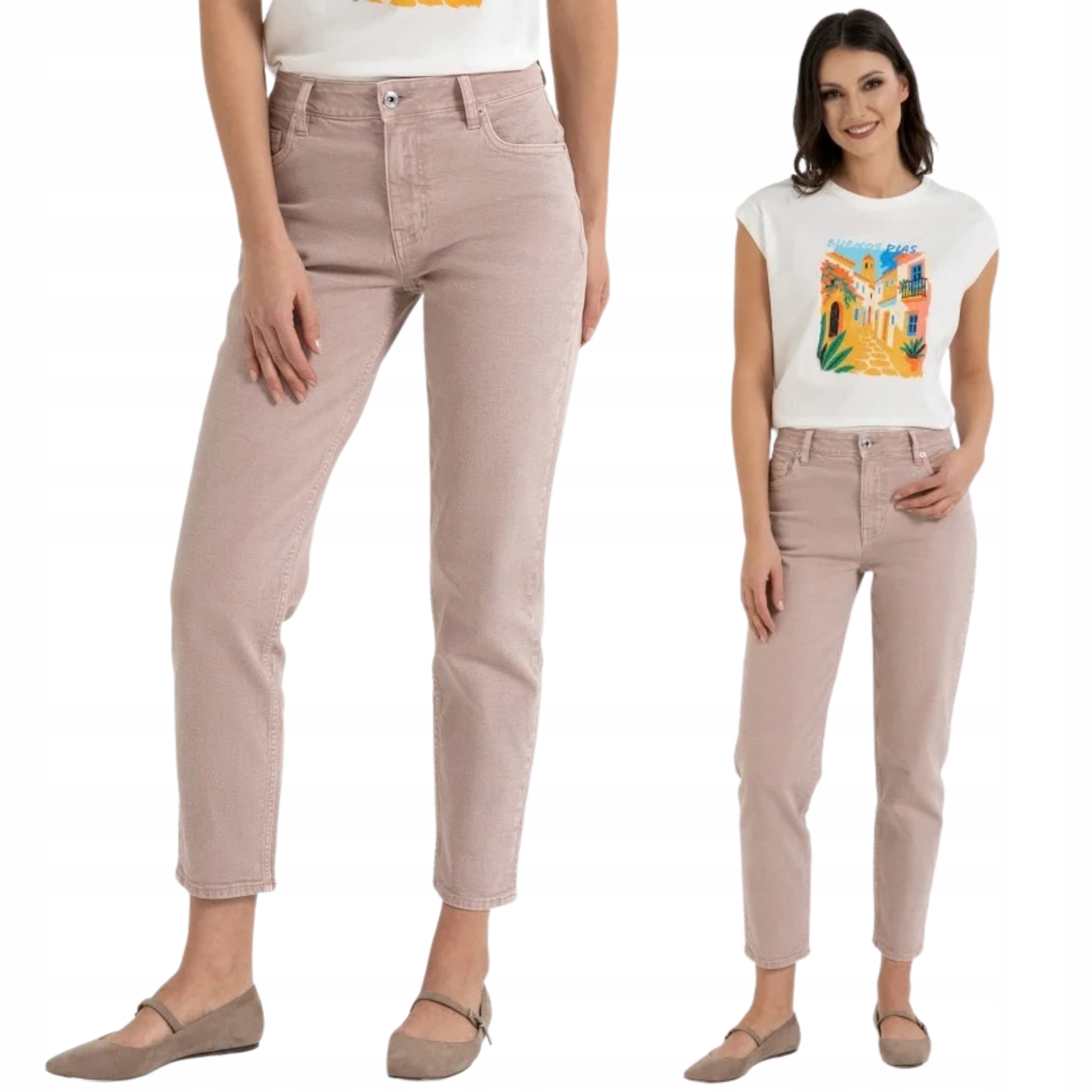 Spodnie Mom Fit Jeansy Damskie Klasyczne Mom Jeans Wysoki Stan Moraj 42