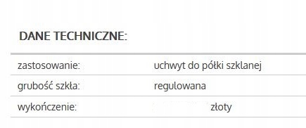 Mocowanie uchwyt klips półki szklanej kolor złoty Marka inna