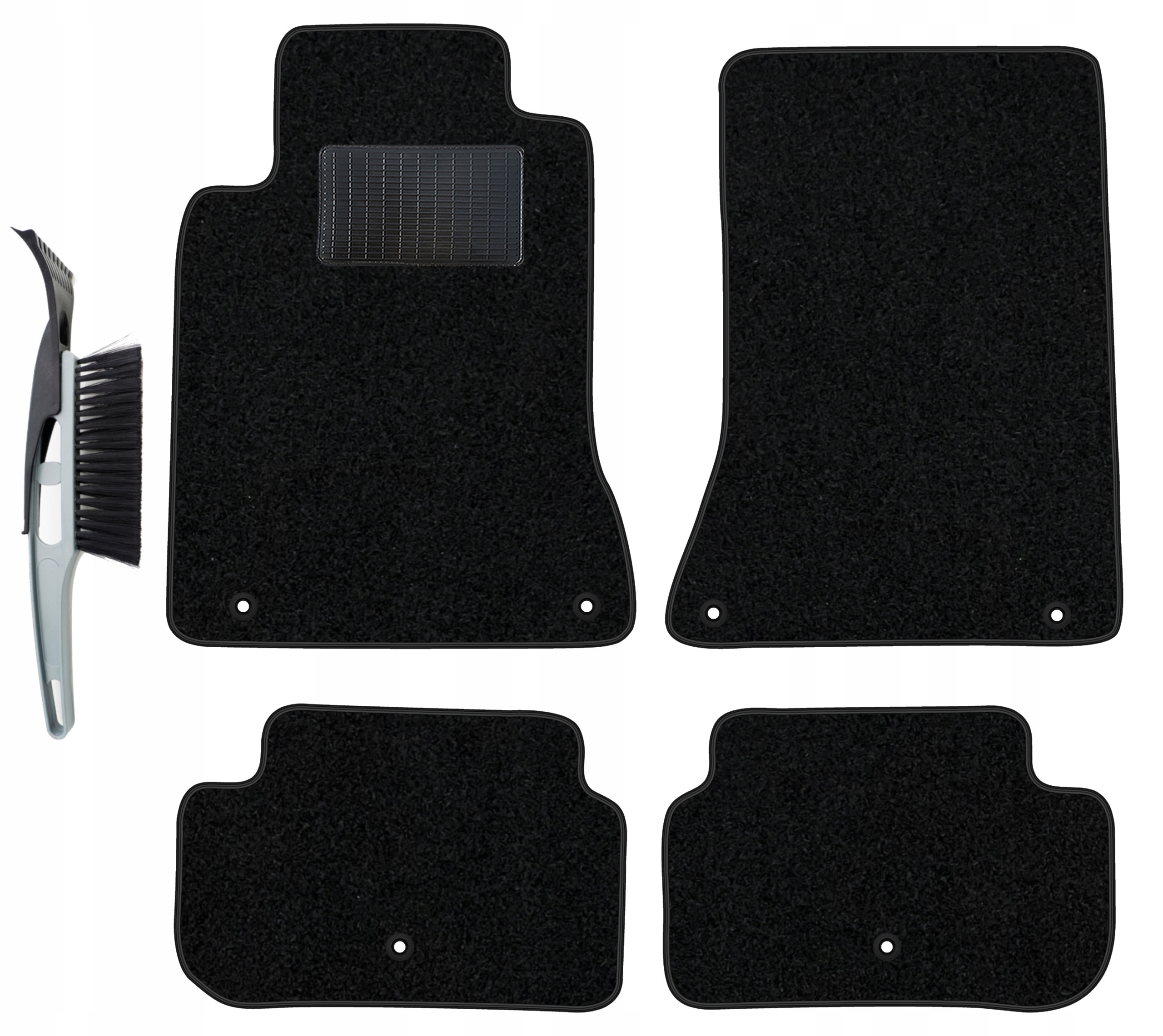 Auto Velours Autoteppiche Schwarz Automatten passend für Infiniti FX ab 2008 - Schwarze - Ziernähte