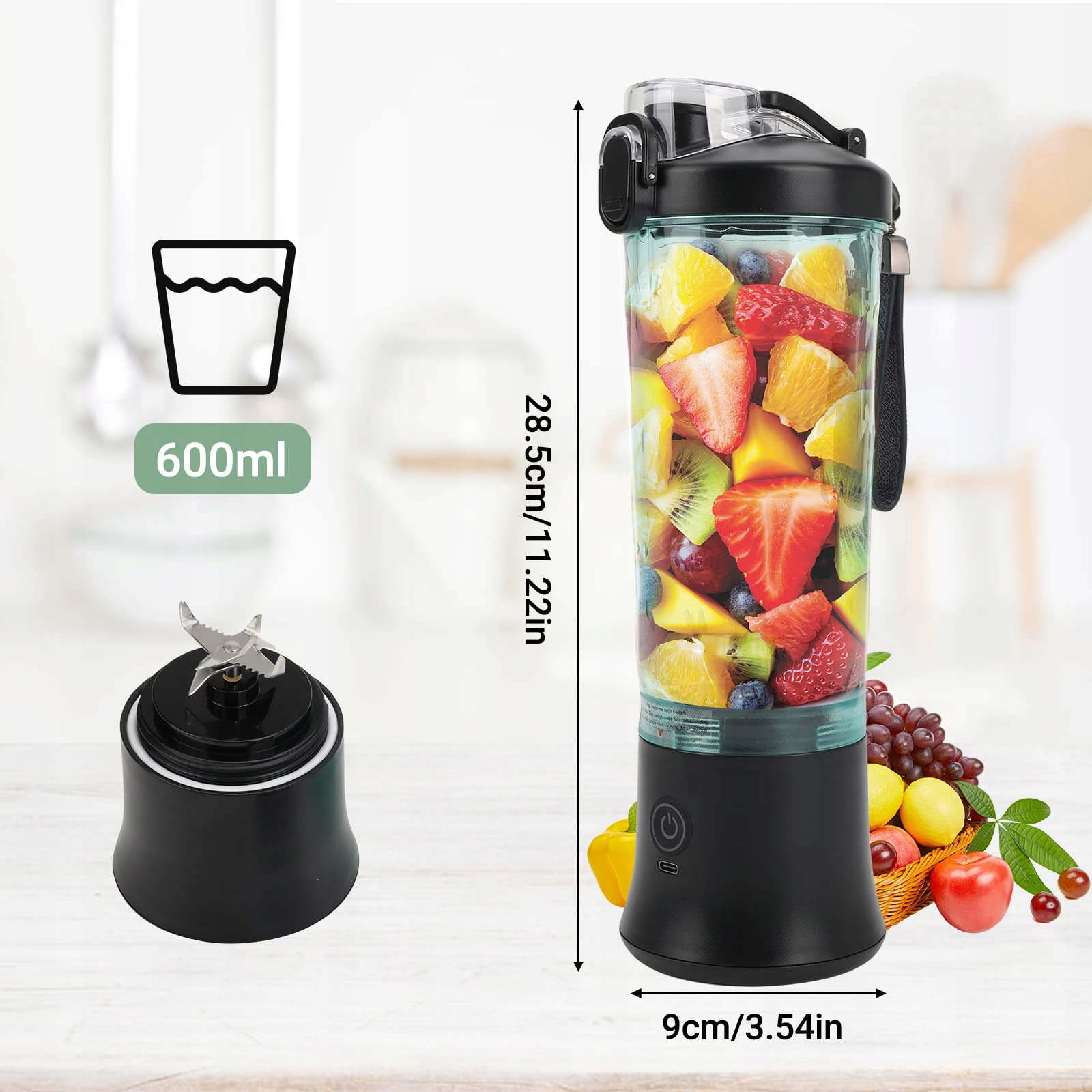 BEZPRZEWODOWY MINI BLENDER PRZENOŚNA SOKOWIRÓWKA CE Moc 150 W